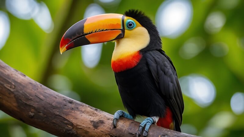 toucan bird perching on a tree branch