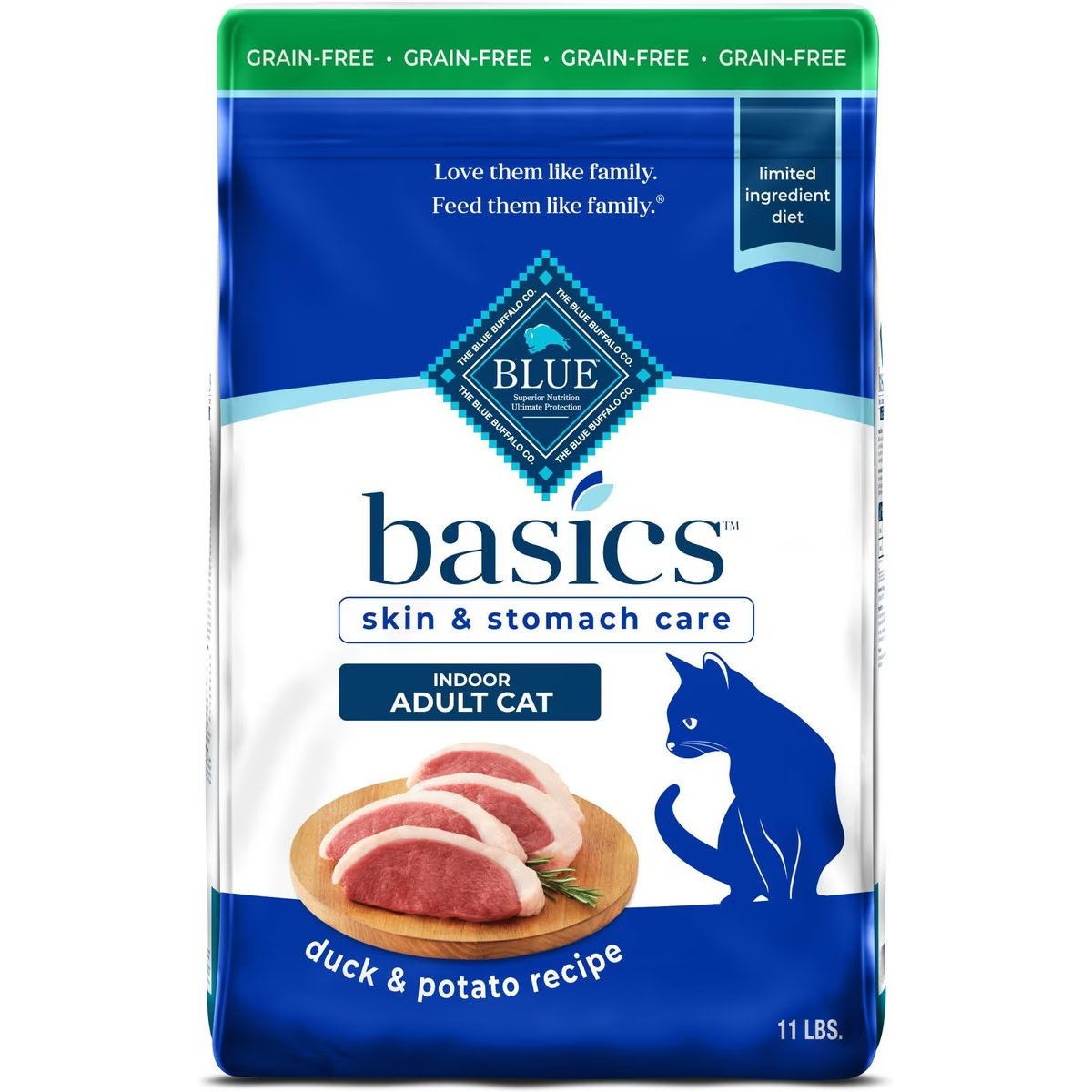 Blue Buffalo Basics Skin & Stomach Care Grain-Free Duck & Potato Recipe Dry Cat Food