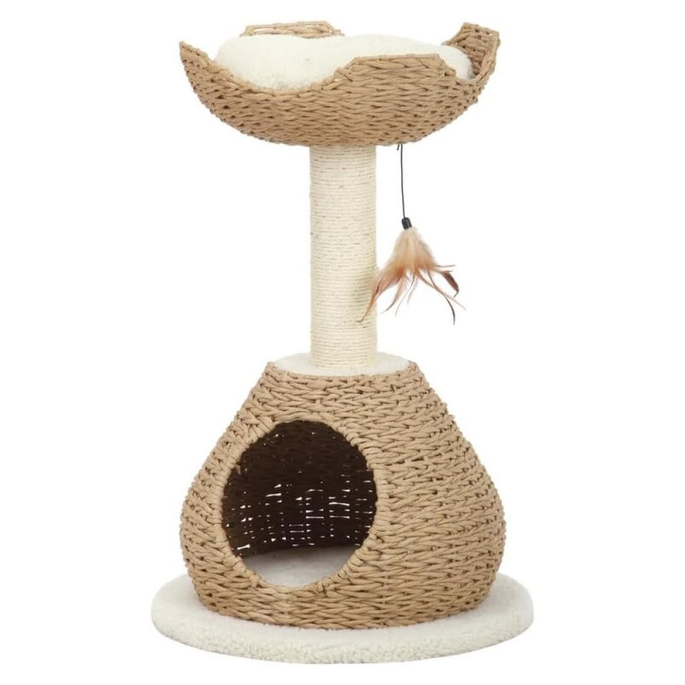 PetPals Hand-Made Paper Rope Bowl with Perch Cat Tree