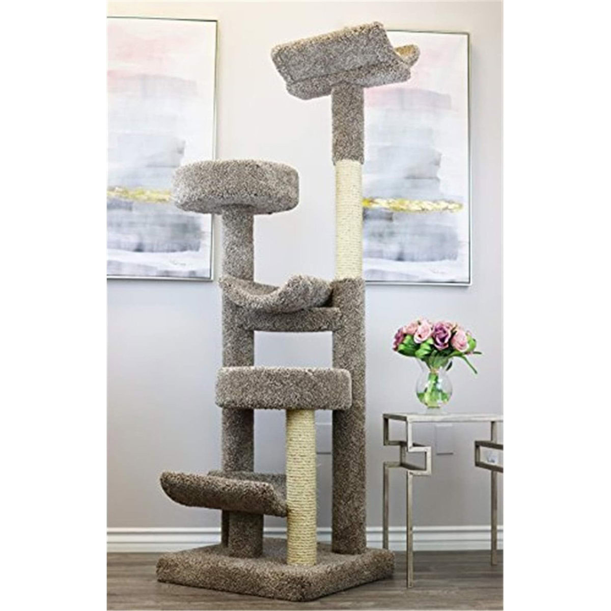 Prestige Cat Trees 130098-Neutral Staggered Cat Tower Cat Tree
