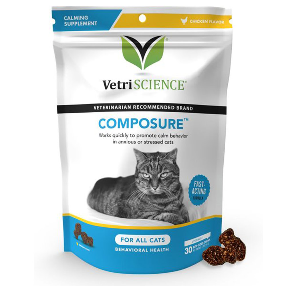 VetriScience Composure Chicken Liver Flavored Soft Chews Calming Supplement for Cats