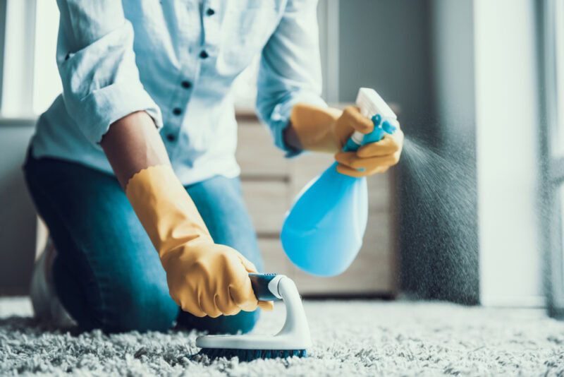 woman-cleaning-carpet-with-cleaner-and-brush