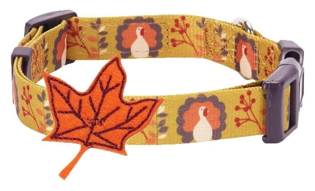 Blueberry Pet 8 Patterns Thanksgiving Fall Festival Moonlit Turkey Designer Adjustable Dog Collar