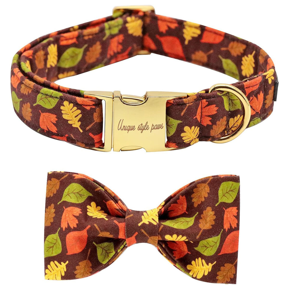 Fall Dog Collar with Bowtie by Unique Style Paws