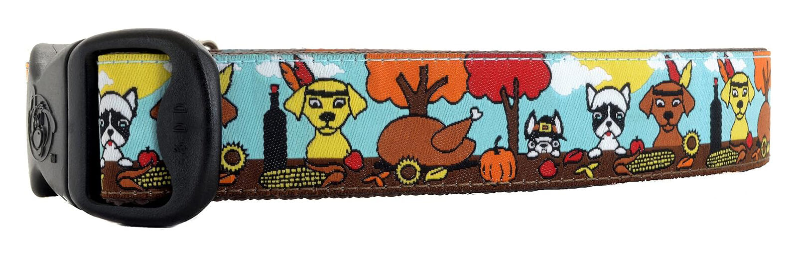Three Dirty Dawgz Exclusive Adjustable Pilgrims and Indians Thanksgiving Dog Collars