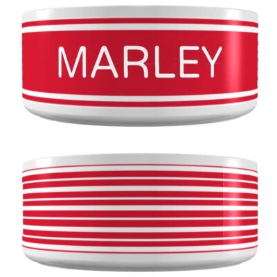 Frisco Preppy Stripes Ceramic Personalized Dog & Cat Bowl
