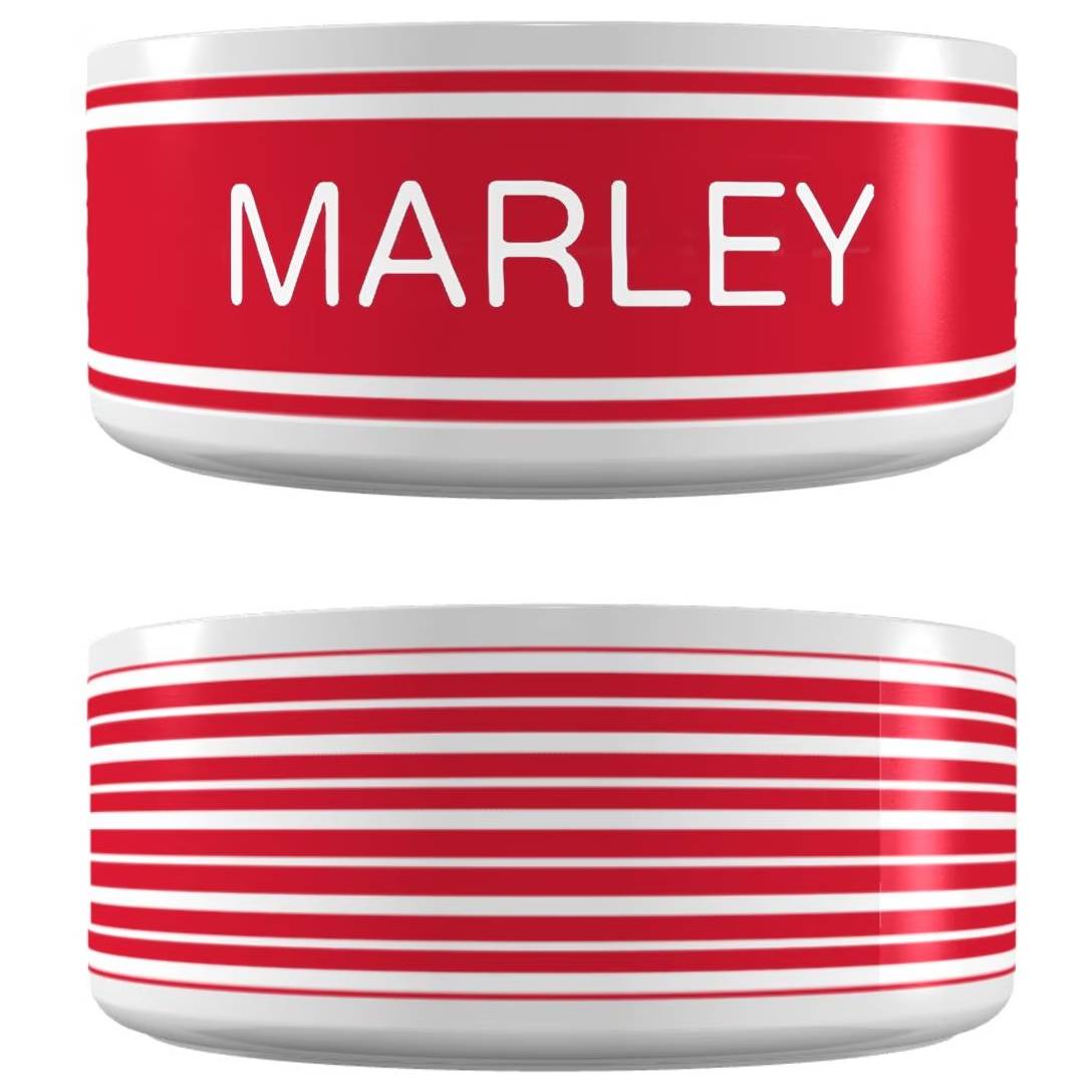 Frisco Preppy Stripes Ceramic Personalized Dog & Cat Bowl