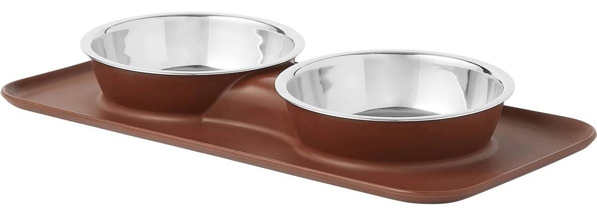 Frisco Silicone Stainless Steel Double Diner Dog & Cat Bowl