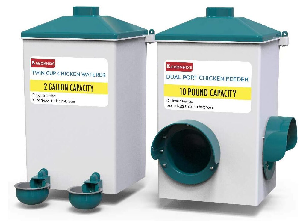 KEBONNIXS Automatic Chicken Cup Waterer and Port Feeder