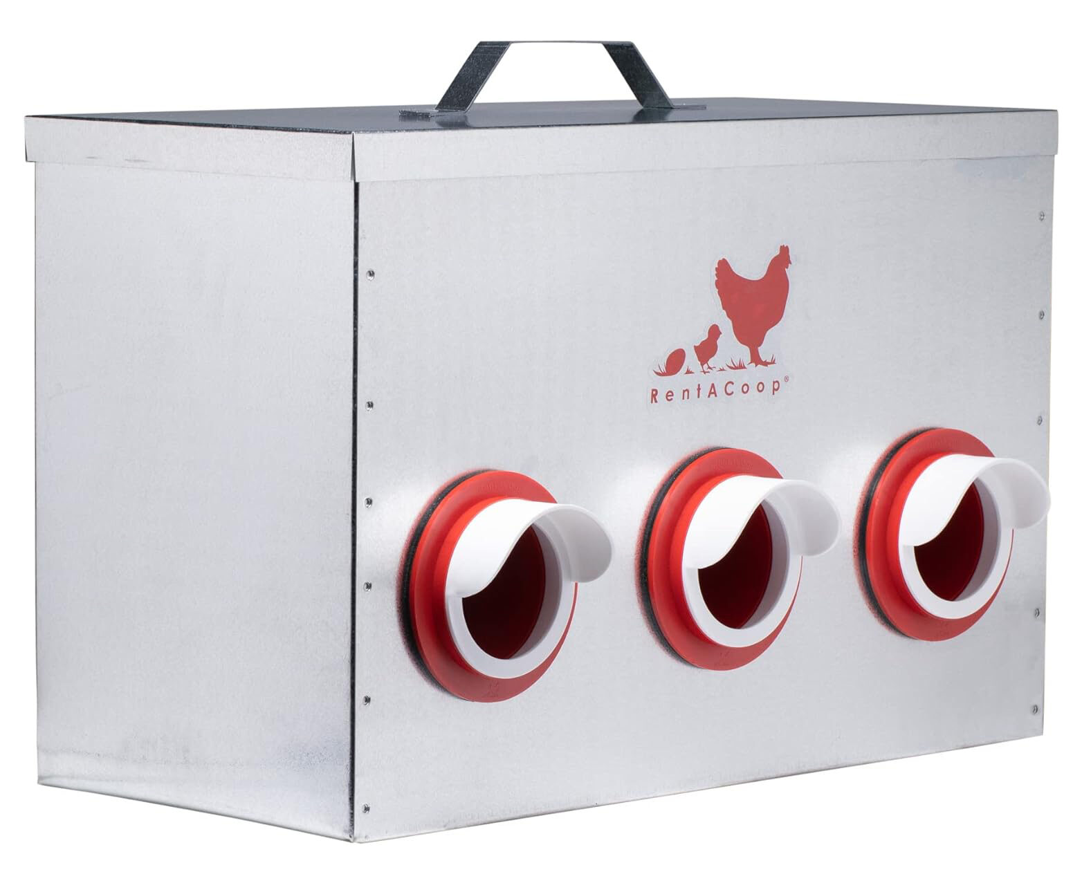 RentACoop 65lb Capacity 6-Port All Weather Metal Poultry Feeder