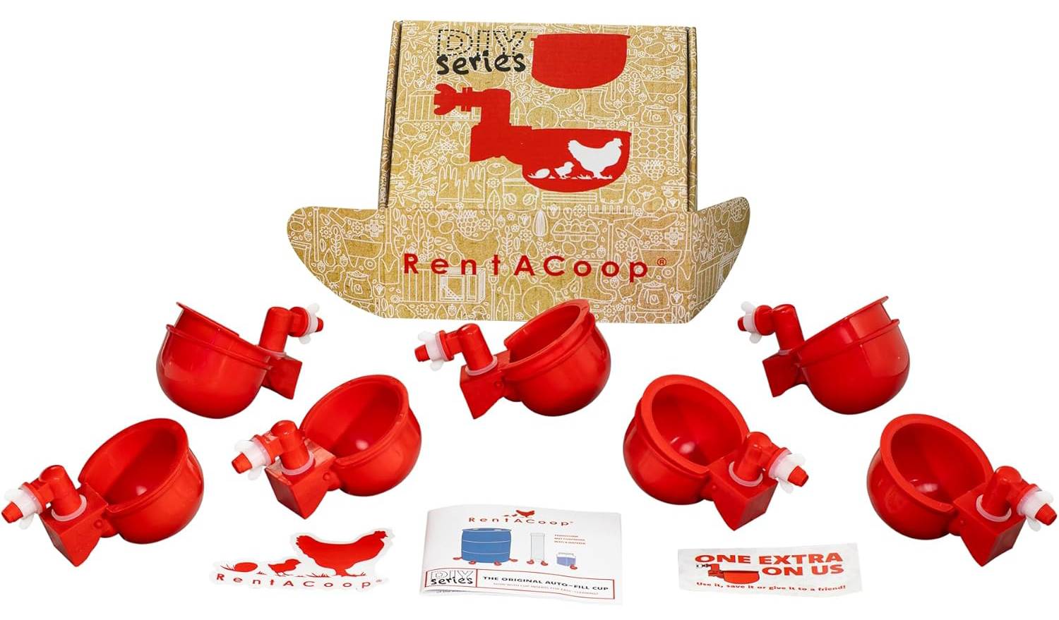 RentACoop Chicken Water Cup Waterer Kit for Poultry