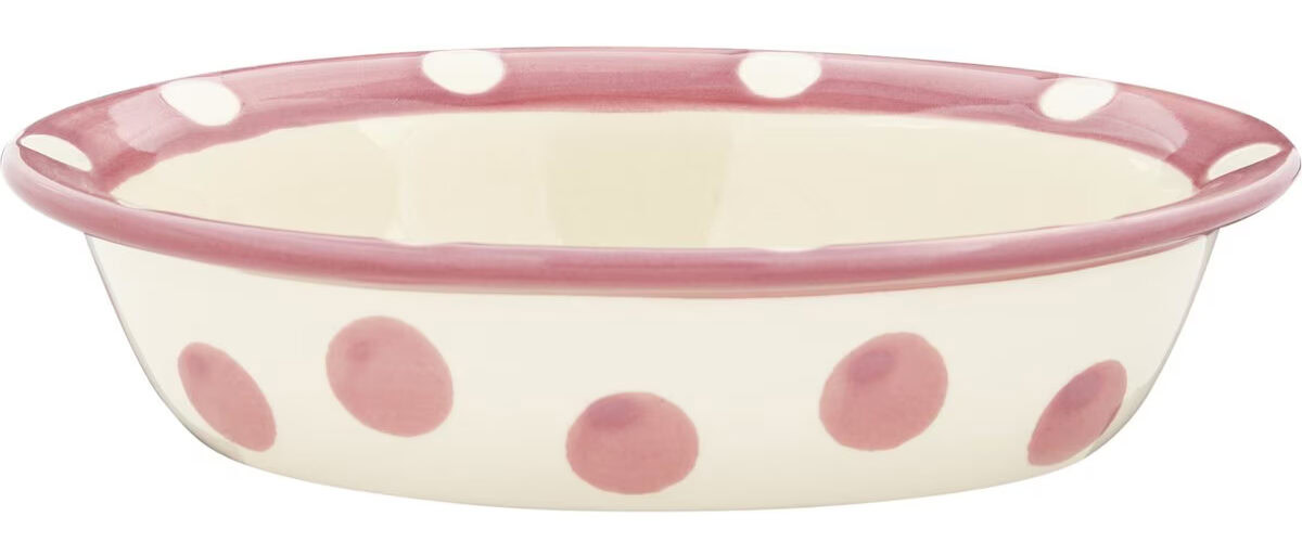 PetRageous Designs Polka Paws Oval Ceramic Dog Bowl