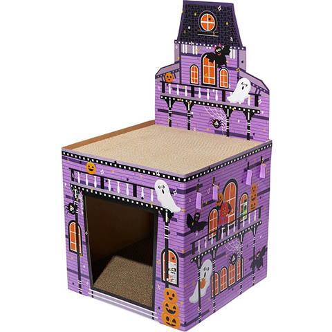 2-Story Halloween Cardboard Cat House Mansion