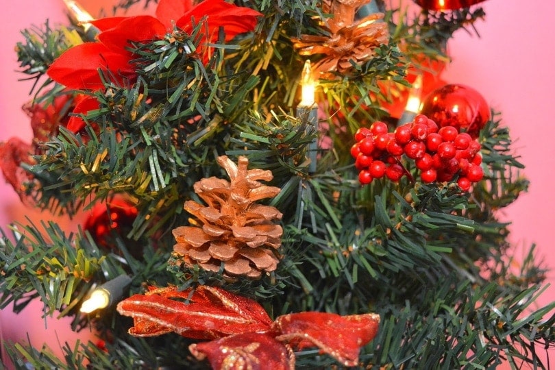 Artificial christmas tree with ornaments