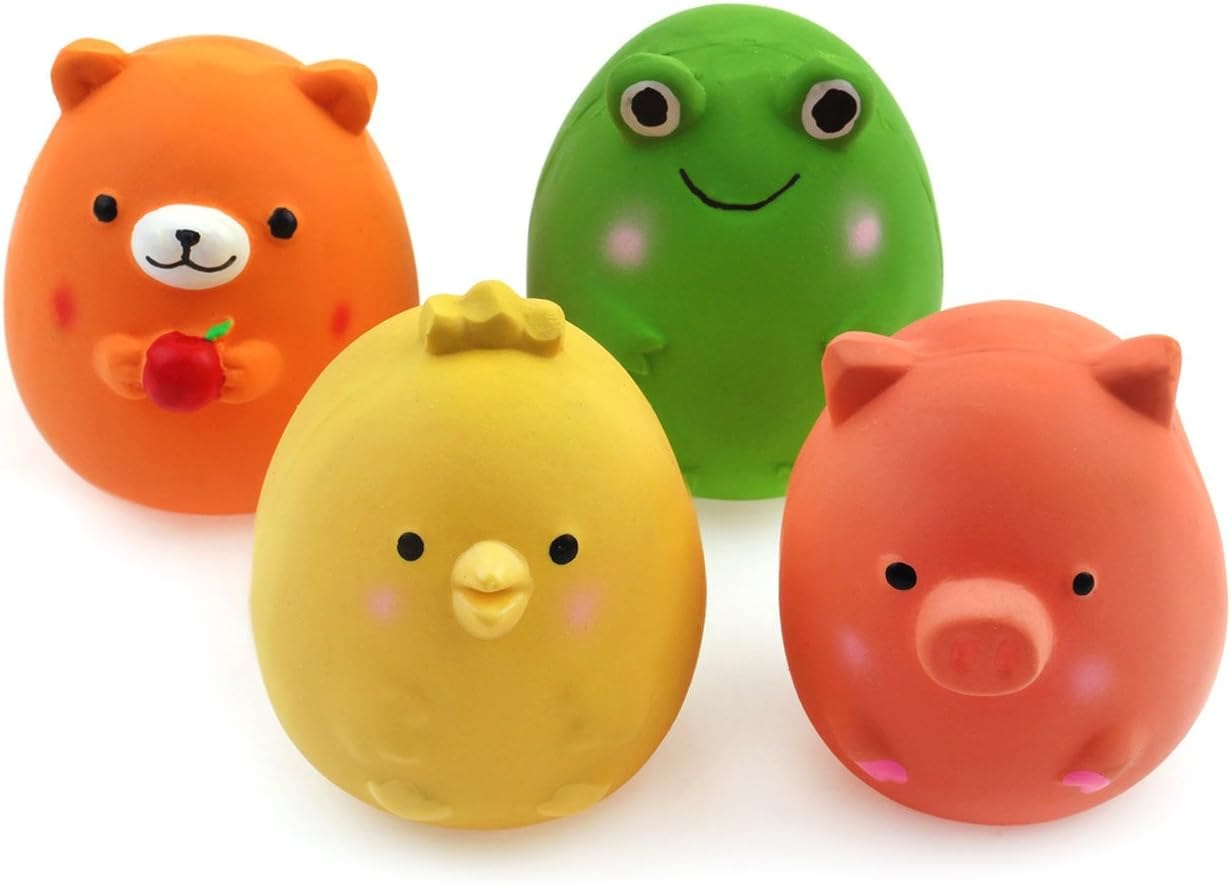 CHIWAVA 4PCS 2.4'' Squeak Latex Puppy Toy 