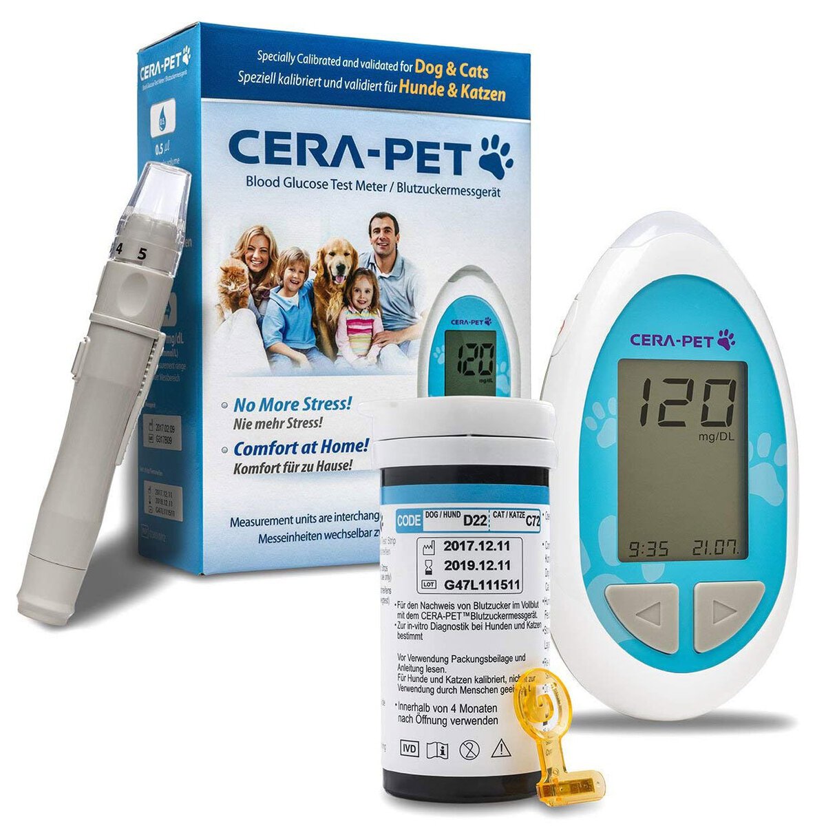 Cera-Pet Pet Blood Glucose Monitoring Kit for Cats Dogs