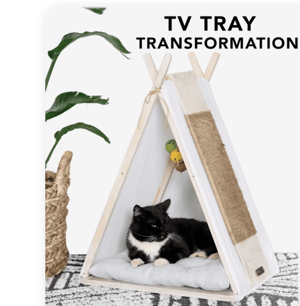 DIY Cat House Using an Old TV Tray