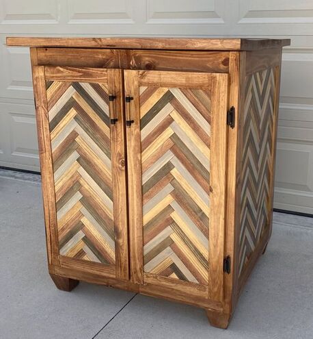 DIY Herringbone Aquarium Cabinet
