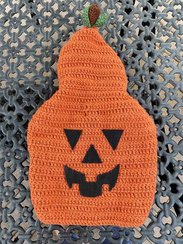 DIY crochet pumpkin costume