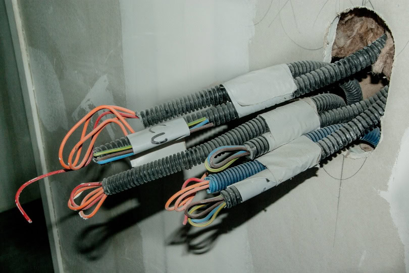 Electrical chords inside pipes