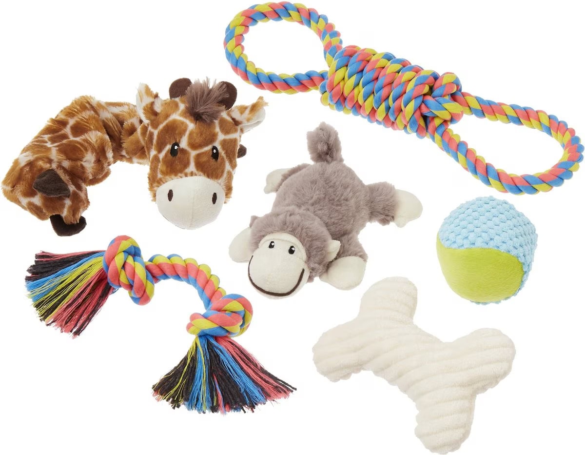 Frisco Jungle Pals Plush & Rope Variety Pack Dog Toy