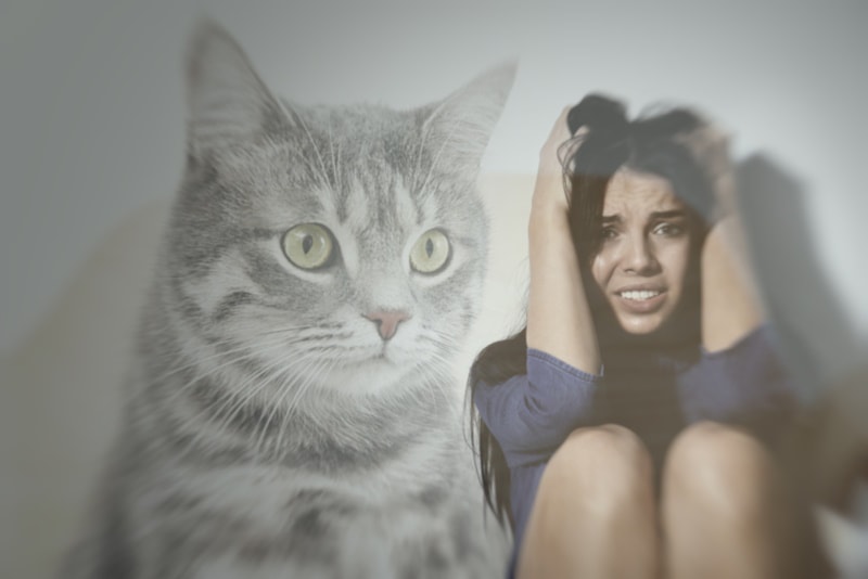 Girl suffering from Ailurophobia