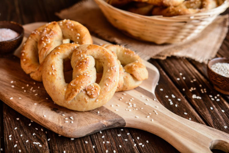 Homemade pretzels fresh out of the oven
