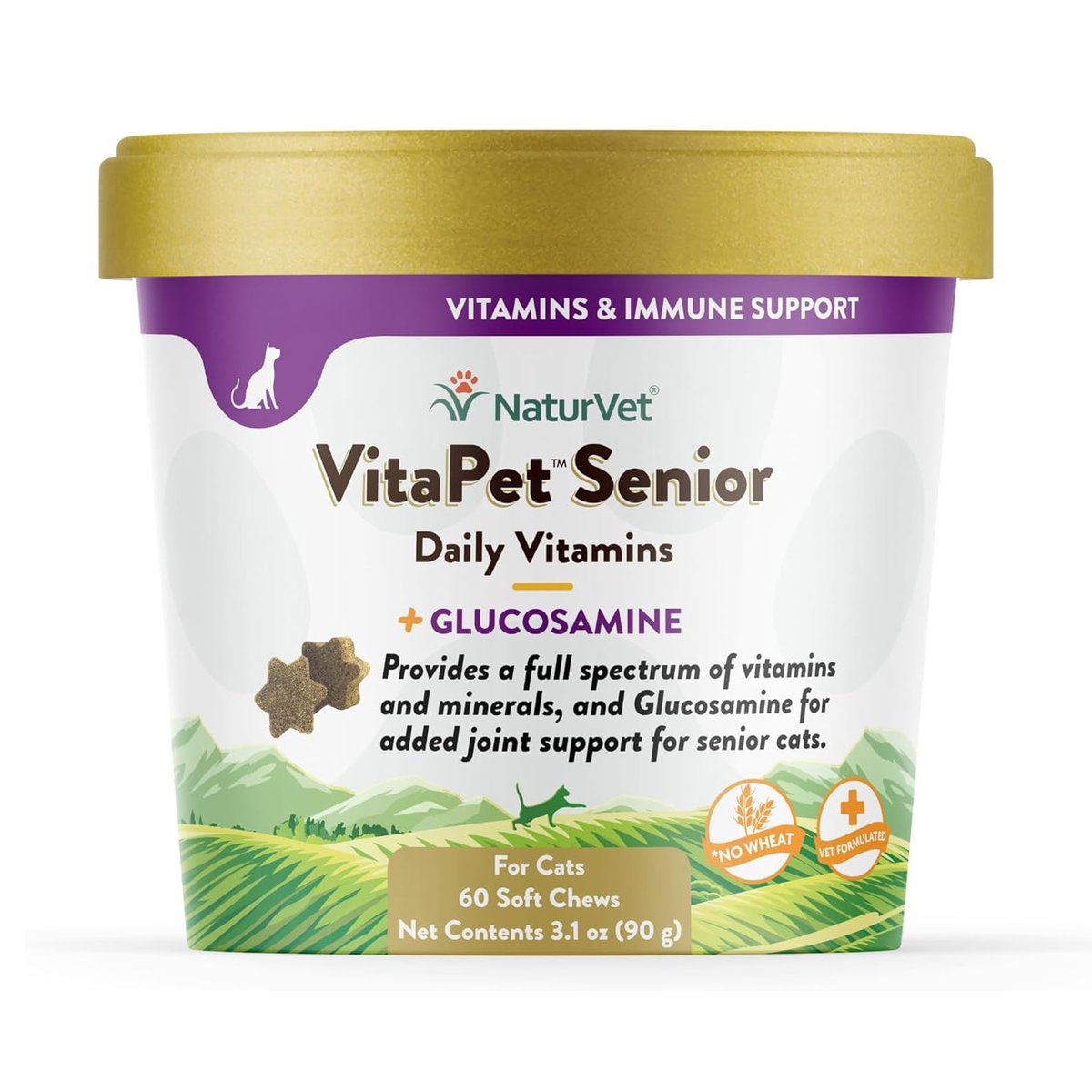 NaturVet VitaPet Senior Daily Vitamins for Cats Plus Glucosamine