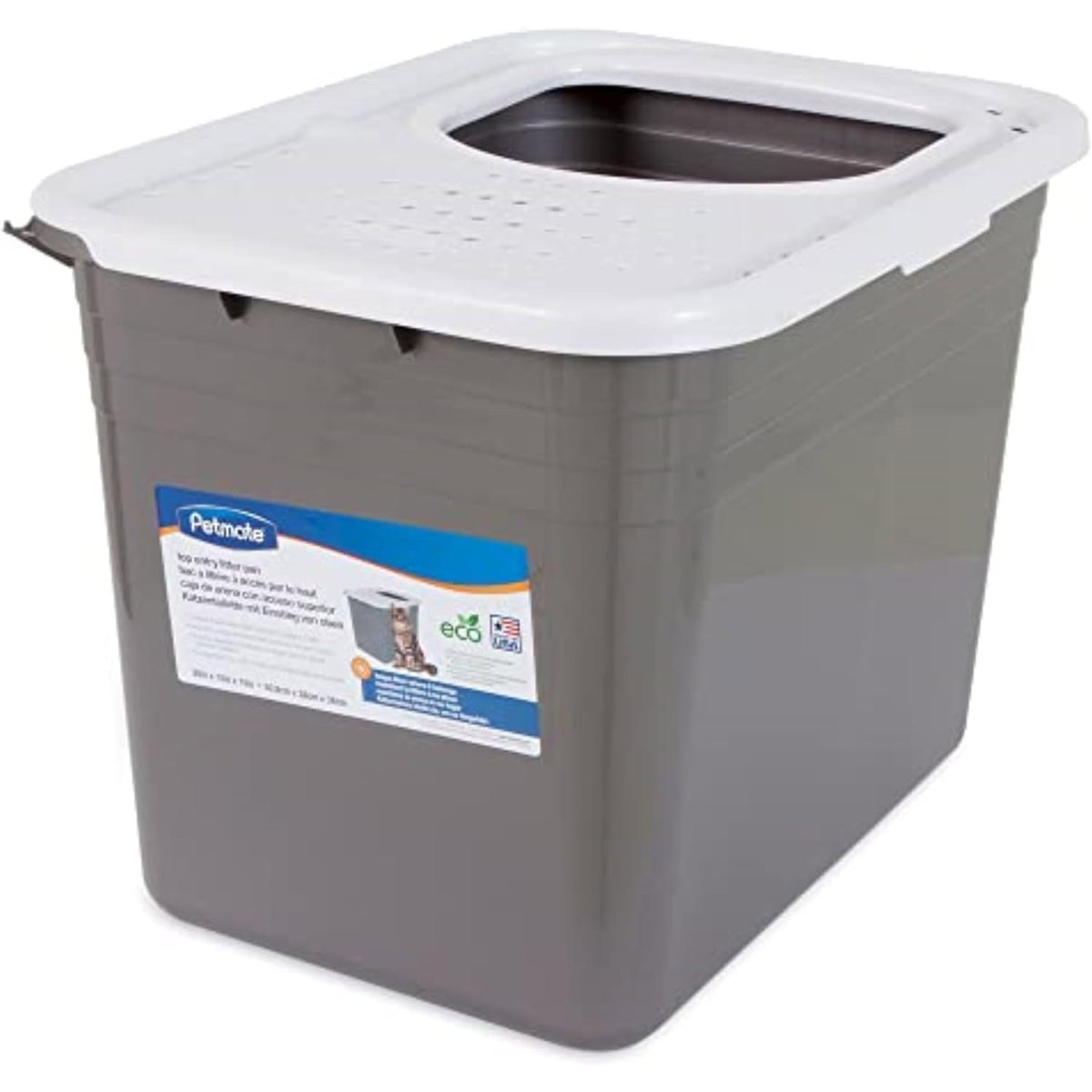 Petmate Top Entry Litter Cat Litter Box With Filter Lid To Clean Paws New