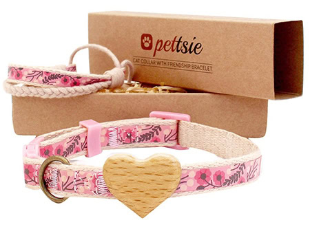 Pettsie Heart Cotton Breakaway Cat Collar And Friendship Bracelet