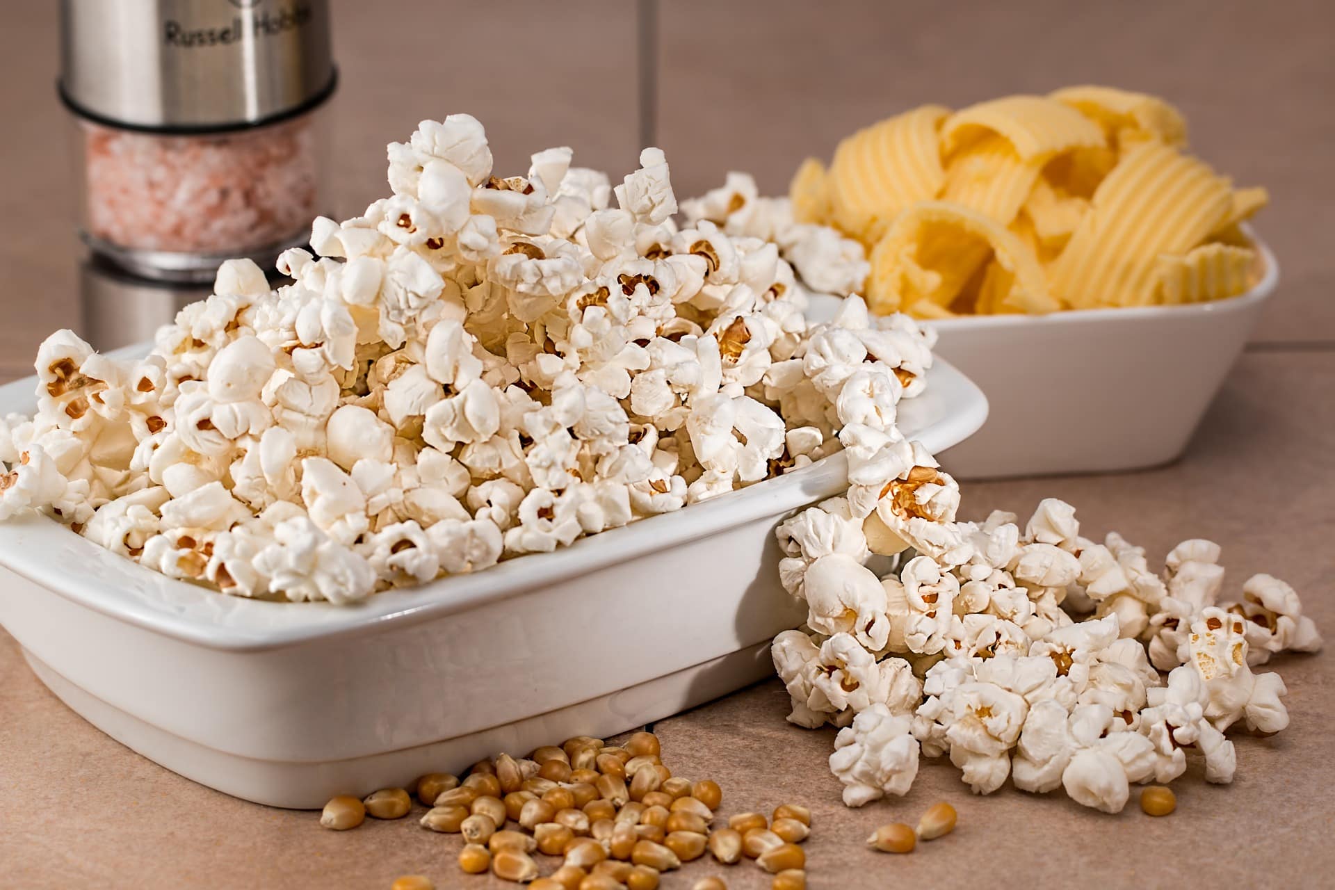 Popcorn on a table