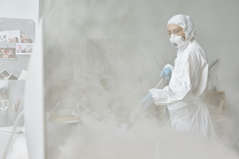Professional cleaning a house