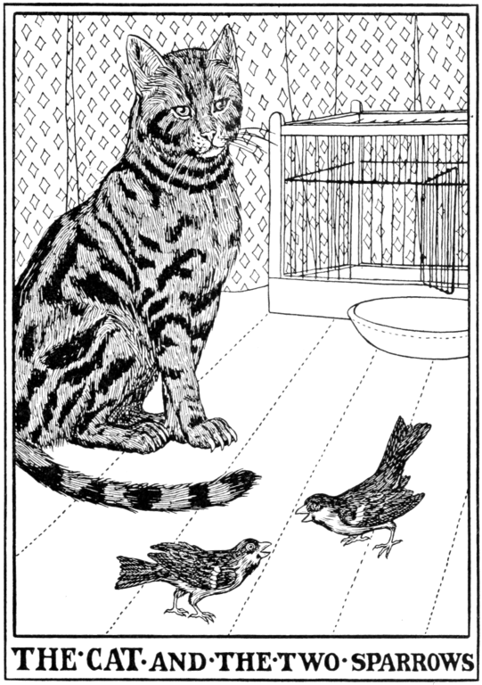 The Cat and the two Sparrows_Wikimeadia Commons