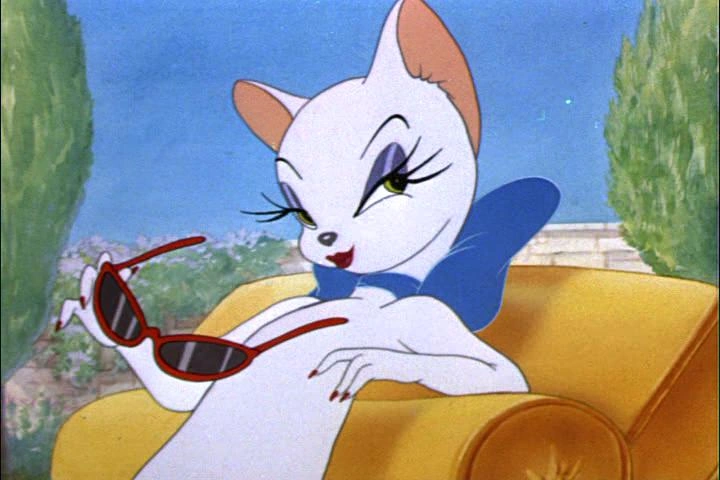 Toodles from Tom and Jerry holding sunglasss sitting