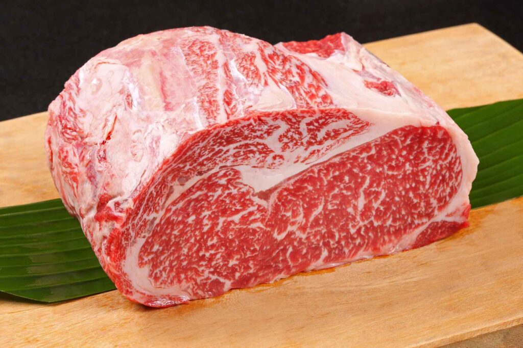 Wagyu Beef on wooden plate