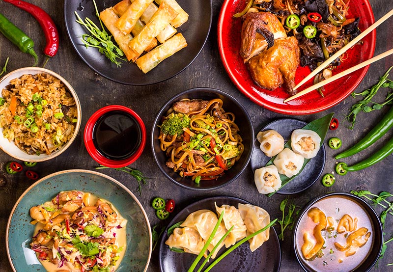 assorted chinese food set