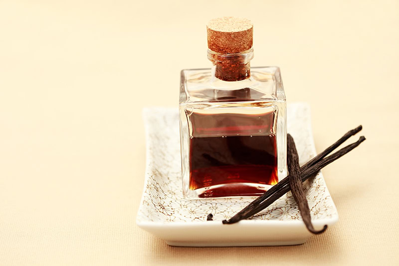 bottle of vanilla essential oil
