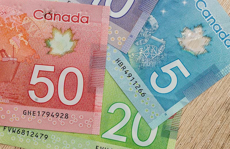 canadian dollar bills on table