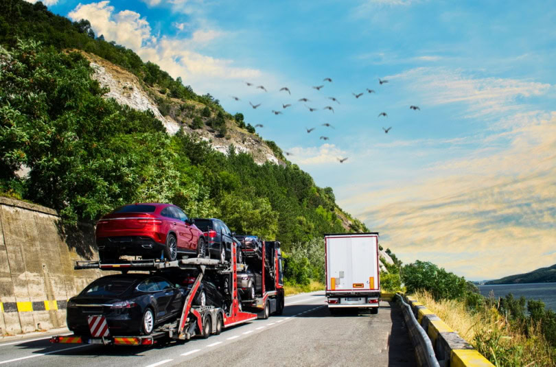 car carrier truck on the road