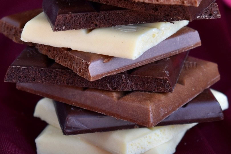 chocolate bars piled up