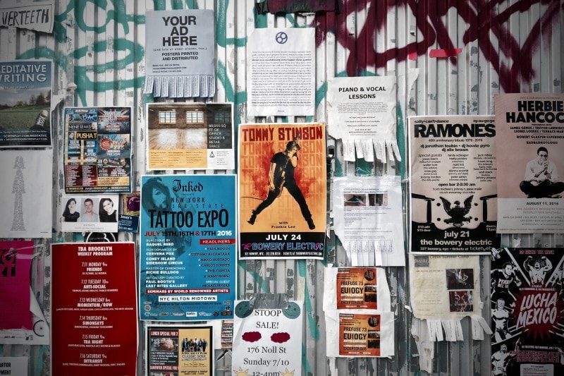 flyers on the wall