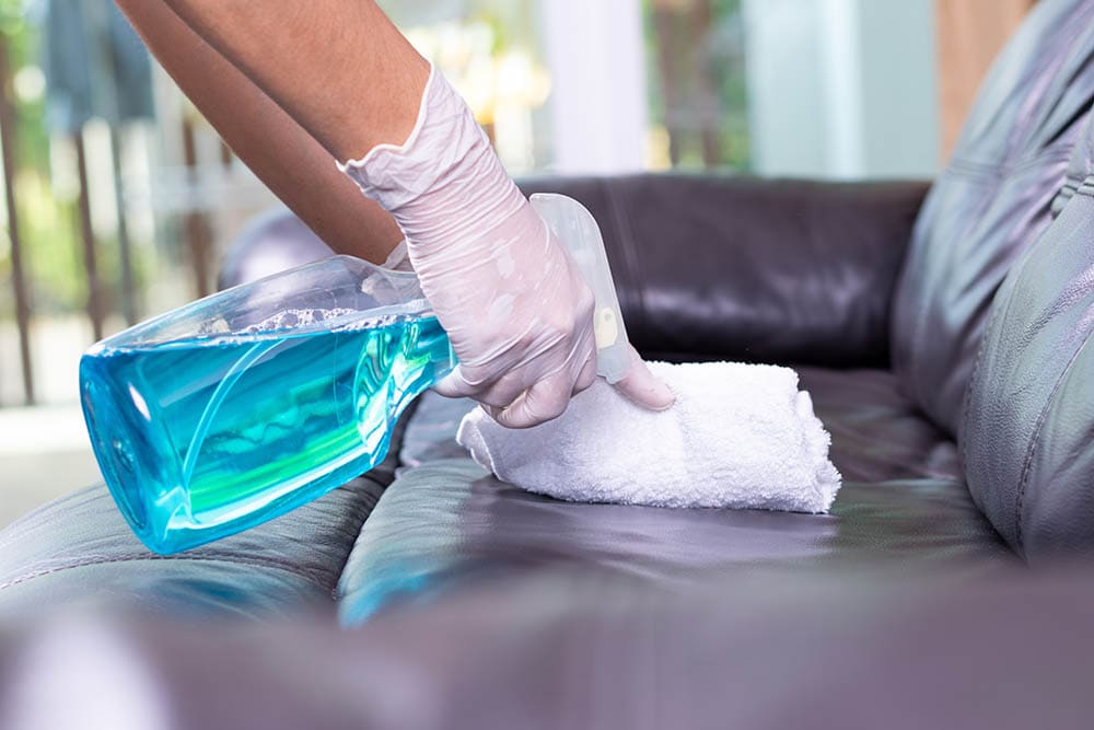 hand cleaning leather couch