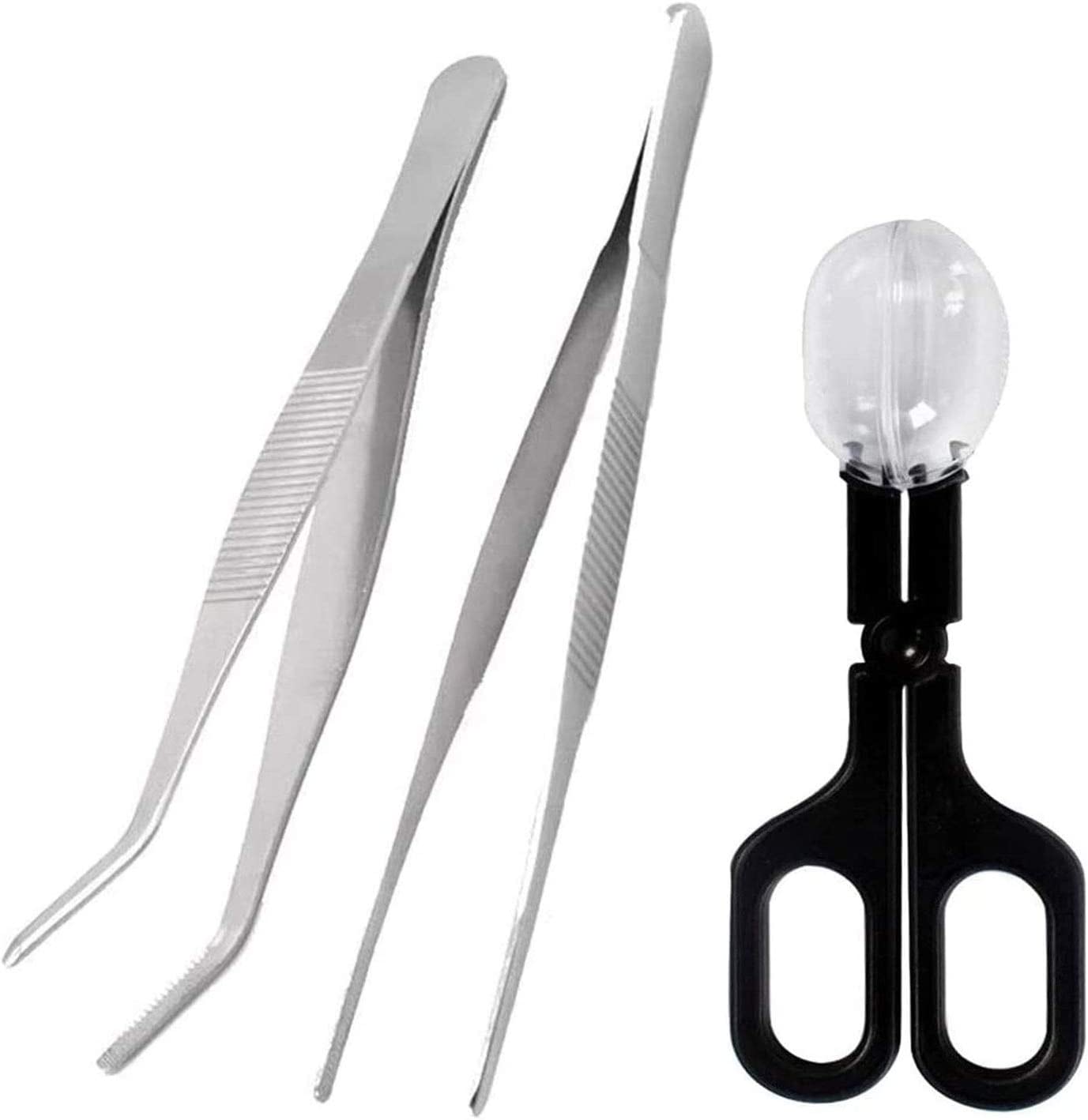 kathson Reptile Stainless Steel Tweezers Bug Feeding Clamp Cricket Tongs for Insects Lizard Turtle Snake Spider Frog Gecko Chameleon