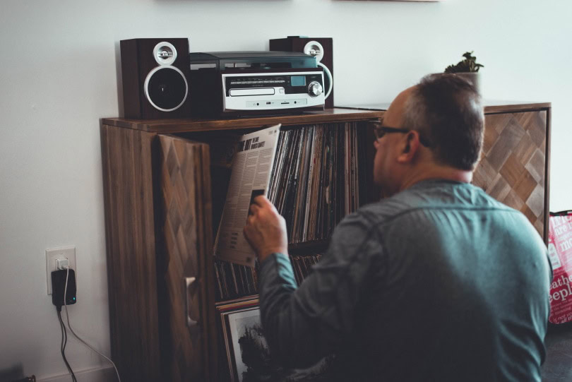 man playing music