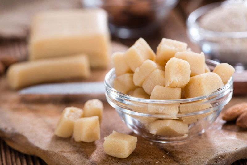 marzipan in and around the bowl
