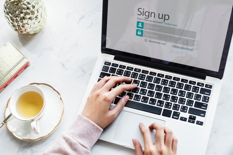 sign up in laptop