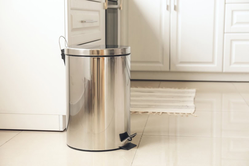 trash bin in kitchen